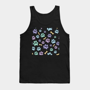 Dog Paw Prints and Bones Pastel on Dark Pink Pattern Tank Top